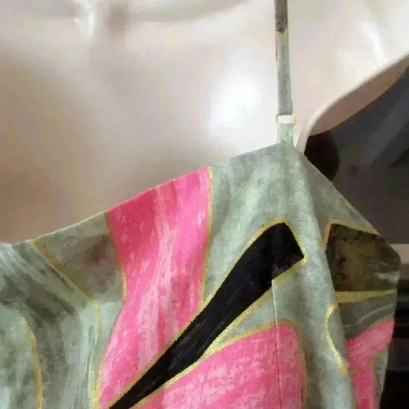 NWT  $425 Jason Wu Tropical Gold Accent Faux Wrap Tie Linen Blend Dress sz 10 - Picture 9 of 14